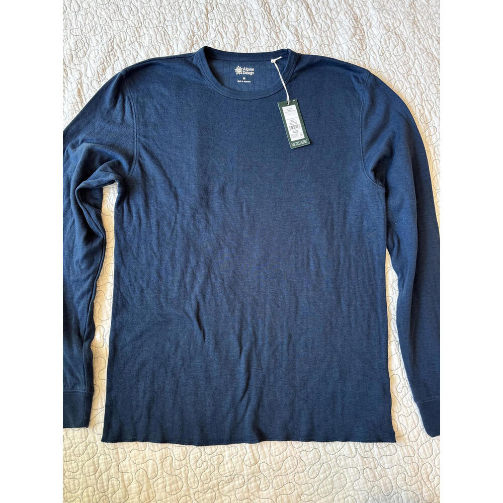 Alpine Design‎ Men's Long Sleeve Crew Neck Shirt Size Medium - Navy Blue #646